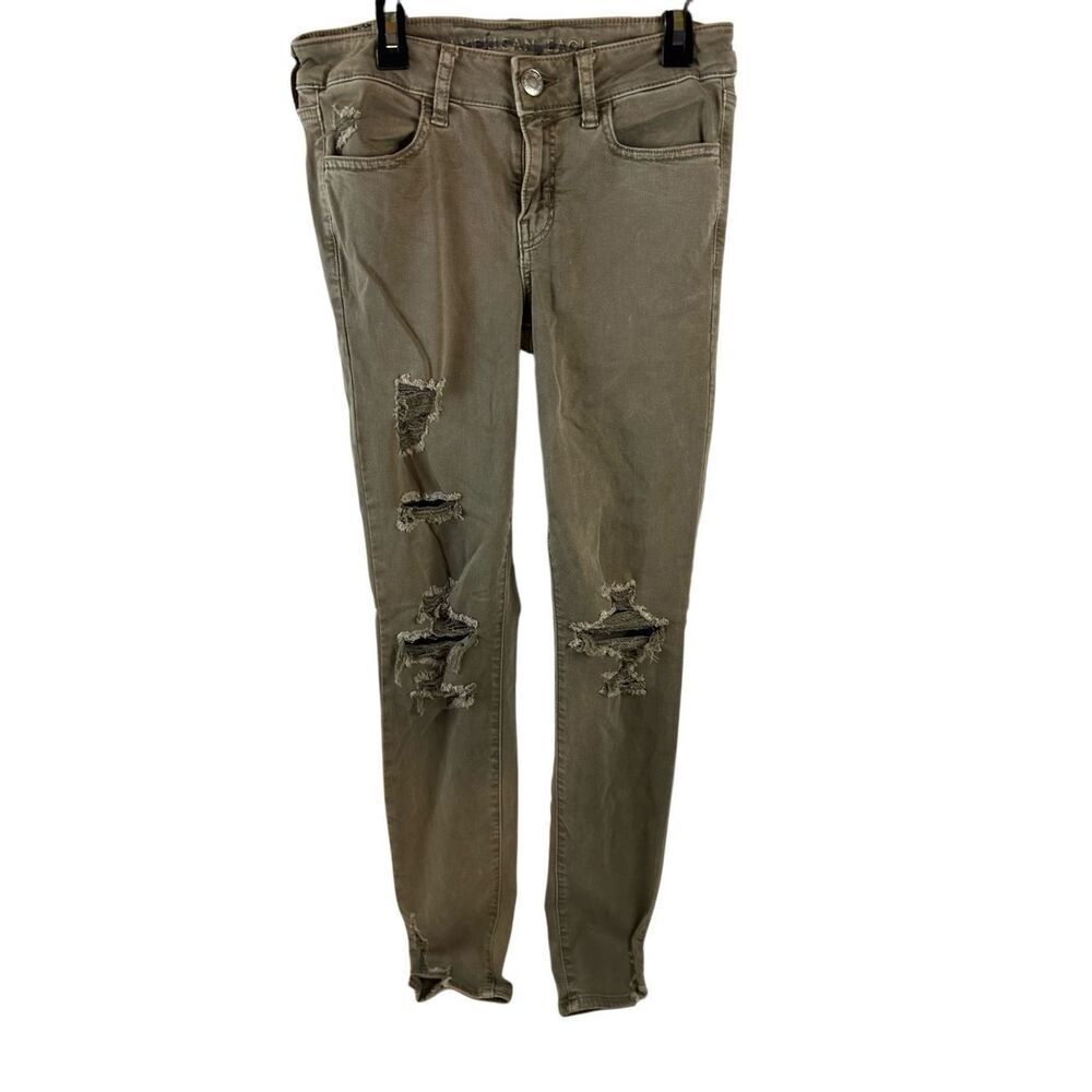American Eagle next level stretch tan jeans jeggings‎ 4 long